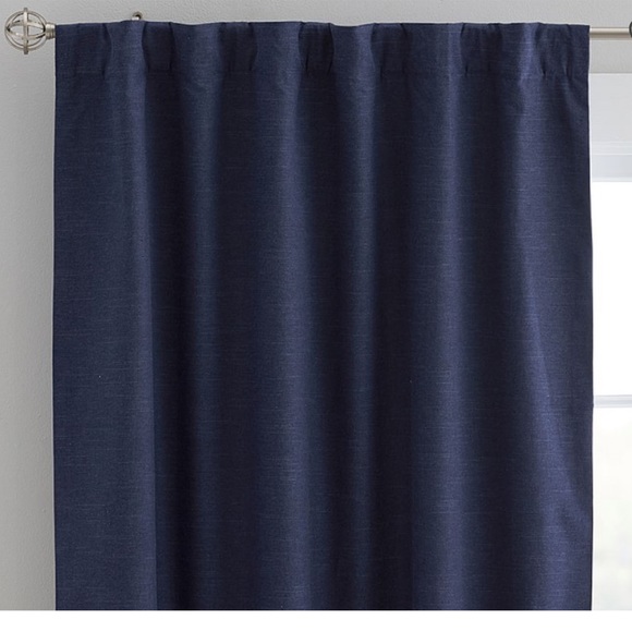 Pottery Barn Kids Evelyn Linen Blackout Curtain Panel in Navy 54x96